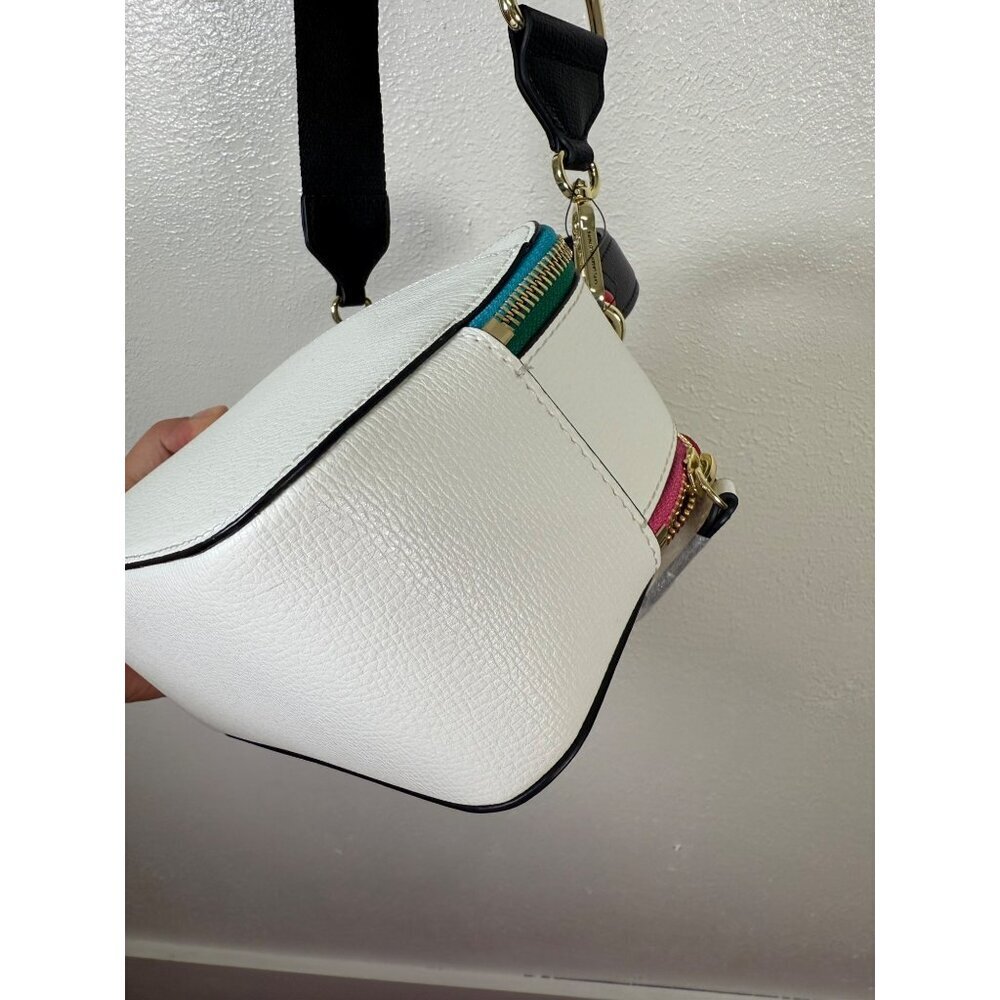 NEW KARL LAGERFELD Simone Rainbow Studded Crossbody Bag White Premium Leather - Picture 12 of 15